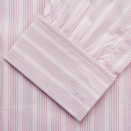 Pink and Peach Multi Stripe Cotton Regular Fit Whitby Shirt Image 2