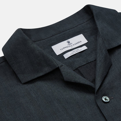 Grey Cotton and Linen Blend Holiday Fit Winnington Shirt Image 3