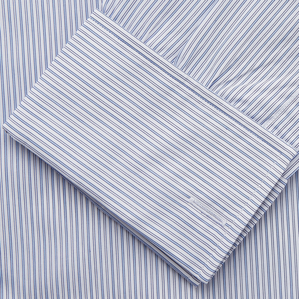 Blue Multi Stripe Cotton Regular Fit Whitby Shirt