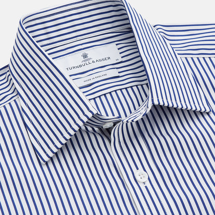 Navy Stripe Cotton Regular Fit Whitby Shirt