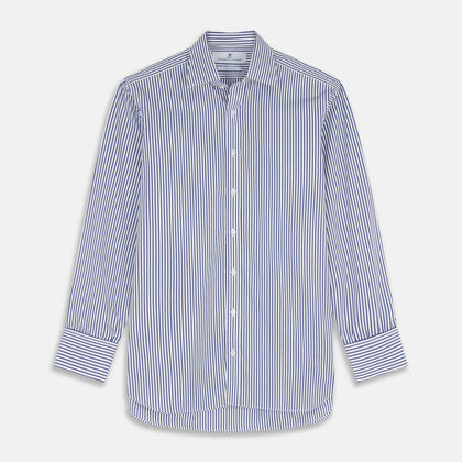 Navy Stripe Cotton Regular Fit Whitby Shirt