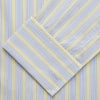 View 3 of product The Yellow and Pale Blue Multi Stripe Cotton Regular Fit Whitby Shirt by Turnbull & Asser features light blue and yellow stripes on white, a classic collar, white buttons, long sleeves, and wide double cuffs.