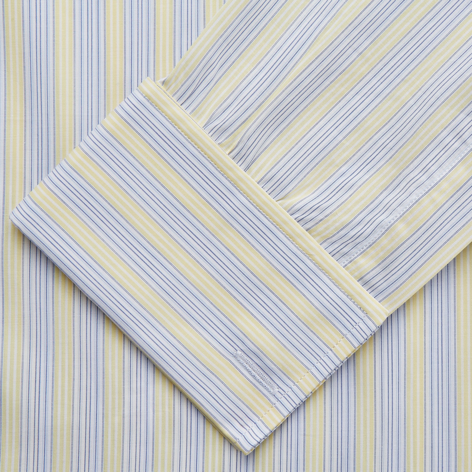 Yellow and Pale Blue Multi Stripe Cotton Regular Fit Whitby Shirt