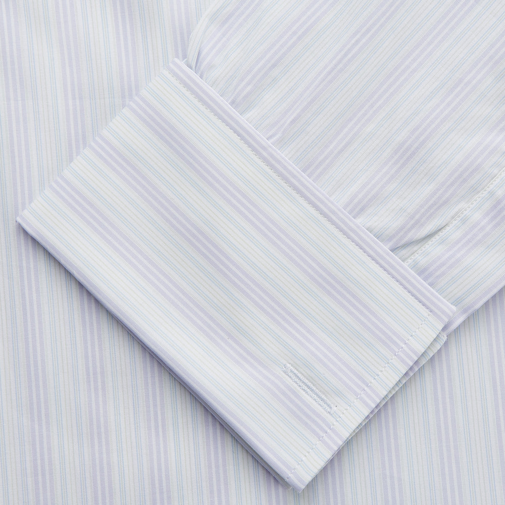 Purple and Mint Multi Stripe Cotton Regular Fit Whitby Shirt