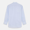 View 5 of product The Light Blue Multi-stripe Cotton Regular Fit Mayfair Shirt by Turnbull & Asser features a T&A collar, button-down front, and buttoned cuffs, displayed flat against a white background.