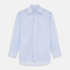 View 1 of product The Light Blue Multi-stripe Cotton Regular Fit Mayfair Shirt by Turnbull & Asser features a T&A collar, button-down front, and buttoned cuffs, displayed flat against a white background.