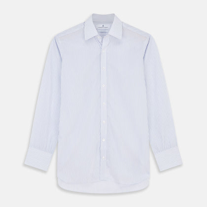 Pale Blue and White Multi-stripe Cotton Regular Fit Mayfair Shirt