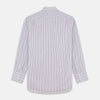 View 5 of product The Turnbull & Asser Red Multi-check Cotton Regular Fit Mayfair Shirt for men features a T&A collar, button cuffs, and a small red check pattern, shown laid flat on a white background.