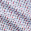 View 4 of product The Turnbull & Asser Red Multi-check Cotton Regular Fit Mayfair Shirt for men features a T&A collar, button cuffs, and a small red check pattern, shown laid flat on a white background.