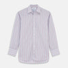 View 1 of product The Turnbull & Asser Red Multi-check Cotton Regular Fit Mayfair Shirt for men features a T&A collar, button cuffs, and a small red check pattern, shown laid flat on a white background.