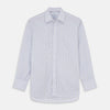View 1 of product The Turnbull & Asser Purple Multi-check Cotton Mayfair Shirt is a men’s long-sleeve, button-up dress shirt with a T&A collar, featuring a purple multi-check pattern and shown flat on a white background.