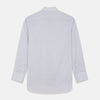 View 5 of product The Turnbull & Asser White and Blue Check Cotton Regular Fit Mayfair Shirt features a classic button-up design with long sleeves, traditional collar and cuffs, displayed flat against a white background.