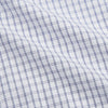 View 4 of product The Turnbull & Asser White and Blue Check Cotton Regular Fit Mayfair Shirt features a classic button-up design with long sleeves, traditional collar and cuffs, displayed flat against a white background.