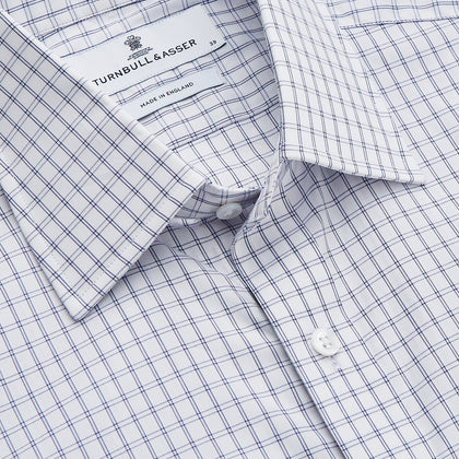 White and Blue Check Cotton Regular Fit Mayfair Shirt