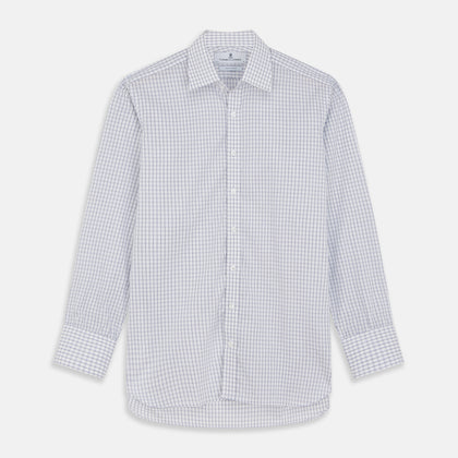 White and Blue Check Cotton Regular Fit Mayfair Shirt