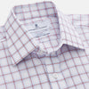 View 2 of product The Turnbull & Asser Red and Blue Multi-check Cotton Regular Fit Mayfair Shirt features a white base with red and blue checks, long sleeves, a T&A collar, and is shown flat against a white surface.