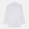 View 7 of product The Turnbull & Asser Red and Blue Multi-stripe Cotton Regular Fit Mayfair Shirt features a button-down front and classic collar, displayed on a plain white background.