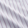View 6 of product The Turnbull & Asser Red and Blue Multi-stripe Cotton Regular Fit Mayfair Shirt features a button-down front and classic collar, displayed on a plain white background.