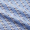 View 4 of product The Turnbull & Asser Pale Blue Multi-stripe Cotton Regular Fit Mayfair Shirt, featuring long sleeves, buttoned cuffs, and a signature T&A collar, is laid flat on a white background.