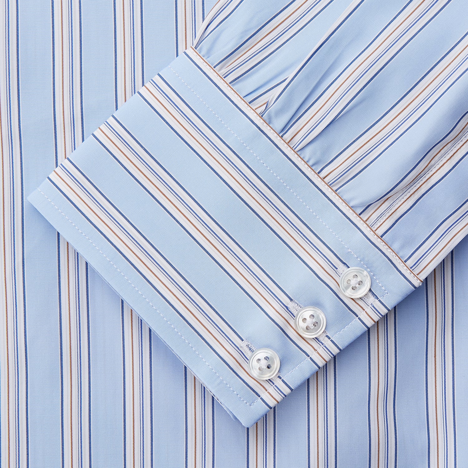 Pale Blue Multi-stripe Cotton Regular Fit Mayfair Shirt