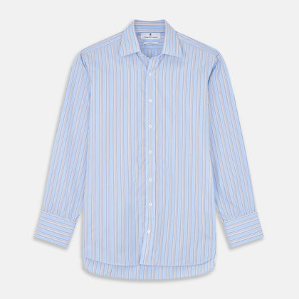 Pale Blue Multi-stripe Cotton Regular Fit Mayfair Shirt