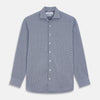 Navy Pattern Cotton Voile Tailored Fit Shelton Shirt