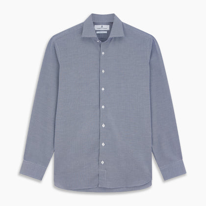 Navy Pattern Cotton Voile Tailored Fit Shelton Shirt Image 5