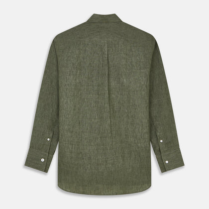 Sage Green Linen Weekend Fit Finch Shirt Image 4