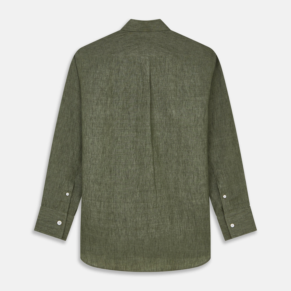 Sage Green Linen Weekend Fit Finch Shirt