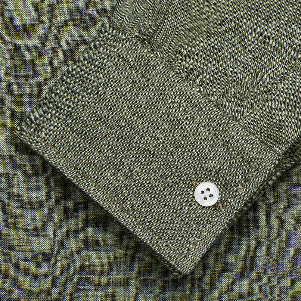 Sage Green Linen Weekend Fit Finch Shirt