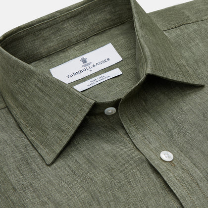 Sage Green Linen Weekend Fit Finch Shirt Image 2