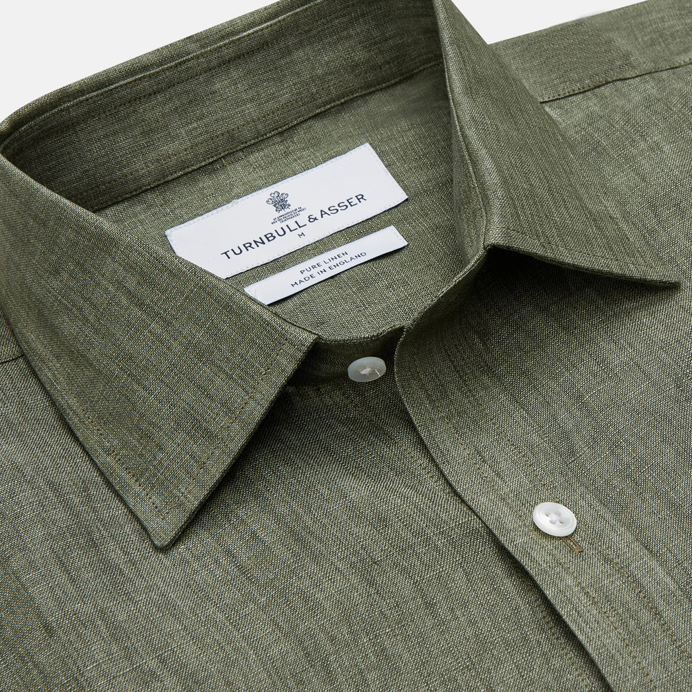 Sage Green Linen Weekend Fit Finch Shirt