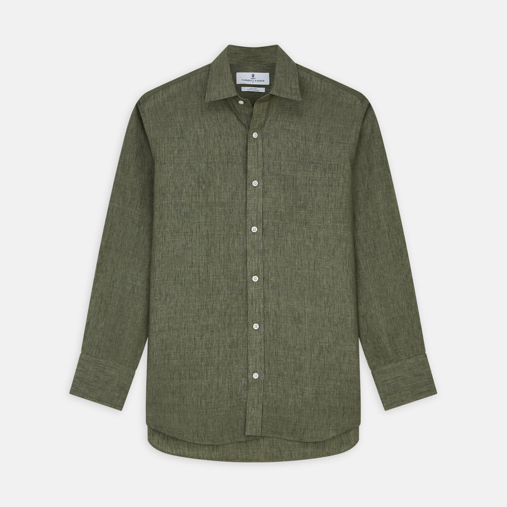 Sage Green Linen Weekend Fit Finch Shirt