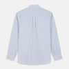 View 5 of product The Turnbull & Asser Pale Blue Multi Check Cashmerello Weekend Fit Hayne Shirt features a Dorset button-down collar, long sleeves, and front buttons. Shown laid flat on a white background.