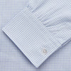 View 3 of product The Turnbull & Asser Pale Blue Multi Check Cashmerello Weekend Fit Hayne Shirt features a Dorset button-down collar, long sleeves, and front buttons. Shown laid flat on a white background.