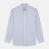 View 1 of product The Turnbull & Asser Pale Blue Multi Check Cashmerello Weekend Fit Hayne Shirt features a Dorset button-down collar, long sleeves, and front buttons. Shown laid flat on a white background.