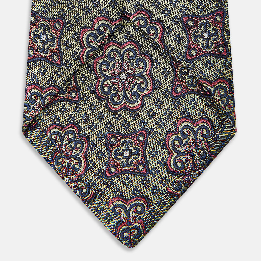 Green Floral Tile Silk Tie