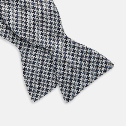 Blue Multi Puppytooth Silk Bow Tie Image 2