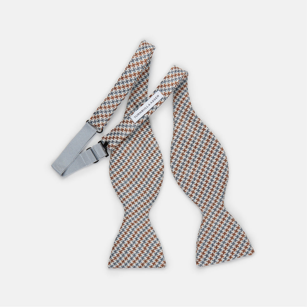 Brown Multi Puppytooth Silk Bow Tie