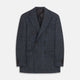 Navy Check Wool and Cashmere Blend Double Breasted Bertie Blazer