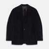 View 1 of product The Turnbull & Asser Navy Cord Bern Blazer, featuring notched lapels, a single button closure, two front pockets, and buttoned cuffs, exemplifies refined Italian tailoring and is shown laid flat on a white background.