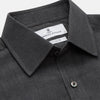 View 2 of product The Turnbull & Asser Charcoal Cotton and Wool Blend Regular Fit Mayfair Shirt features a classic collar, front buttons, and buttoned cuffs—ideal for fans of timeless Mayfair shirts.