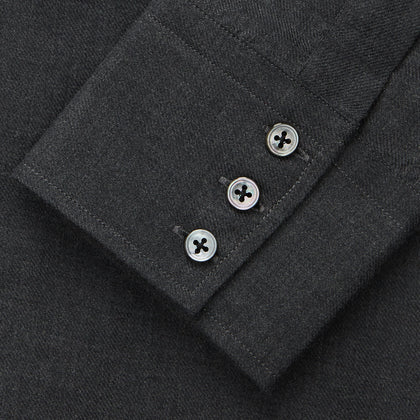 Charcoal Cotton and Wool Blend Regular Fit Mayfair Shirt Image 2
