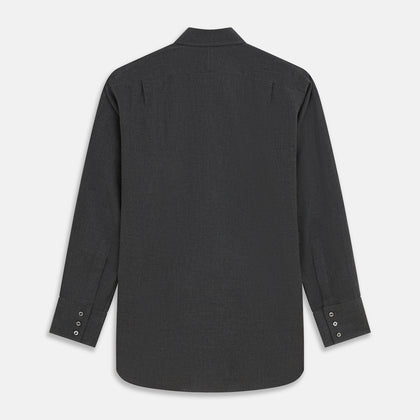 Charcoal Cotton and Wool Blend Regular Fit Mayfair Shirt Image 4