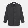 View 1 of product The Turnbull & Asser Charcoal Cotton and Wool Blend Regular Fit Mayfair Shirt features a classic collar, front buttons, and buttoned cuffs—ideal for fans of timeless Mayfair shirts.