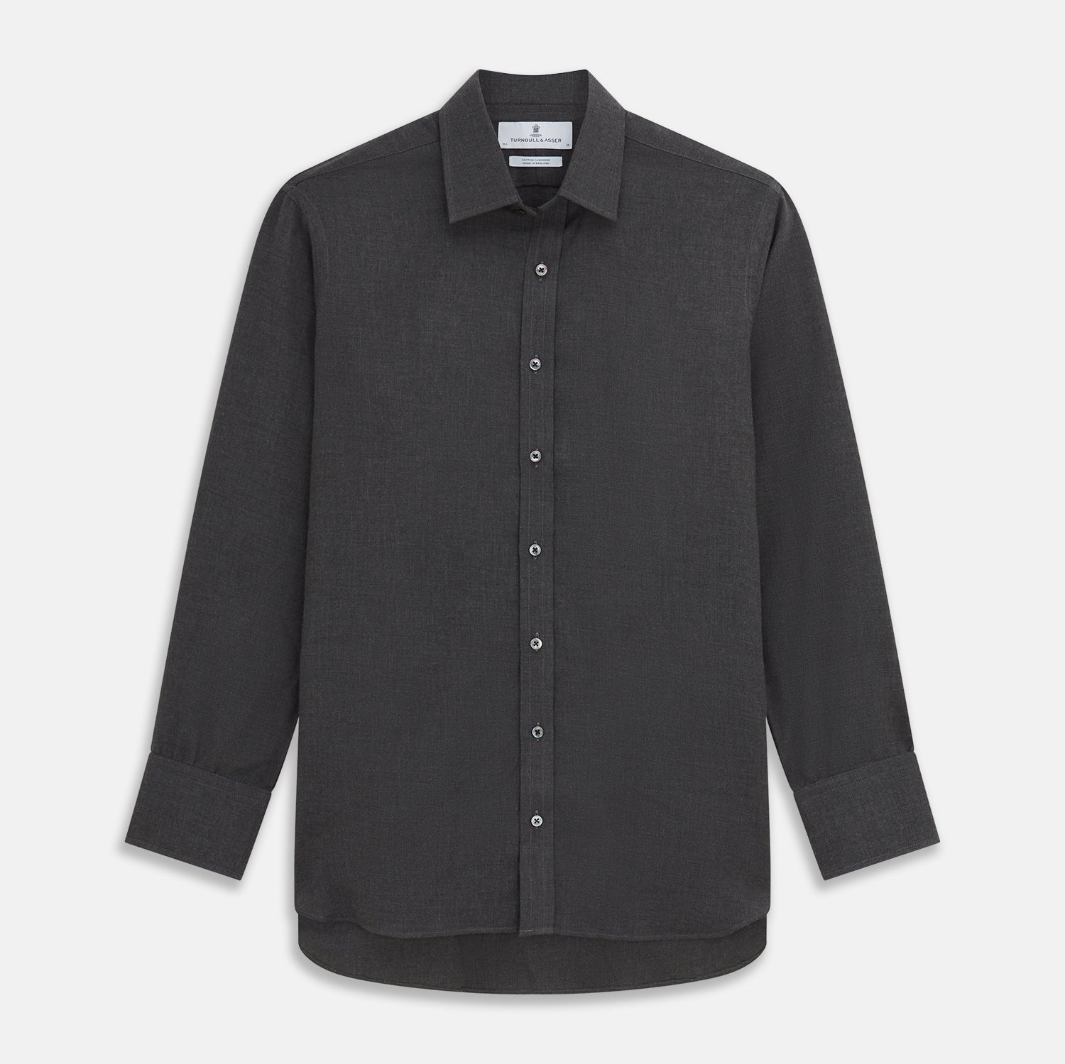 Charcoal Cotton and Wool Blend Regular Fit Mayfair Shirt