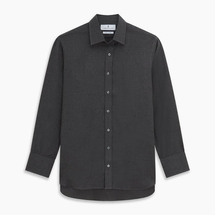 Charcoal Cotton and Wool Blend Regular Fit Mayfair Shirt Image 5
