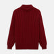 The Russet Cashmere Roll Neck Clark Jumper by Turnbull & Asser is a red, long-sleeve winter knit with ribbed cuffs, hem, and neckline, shown laid flat on a white background.