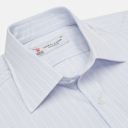 Blue and Pink Grouped Stripe Shirt with T&A Collar and Double Cuffs Image 2