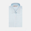 Green & Light Blue Stripe Poplin Cotton Regular Fit Shirt with T&A Collar & 2-Button Cuff